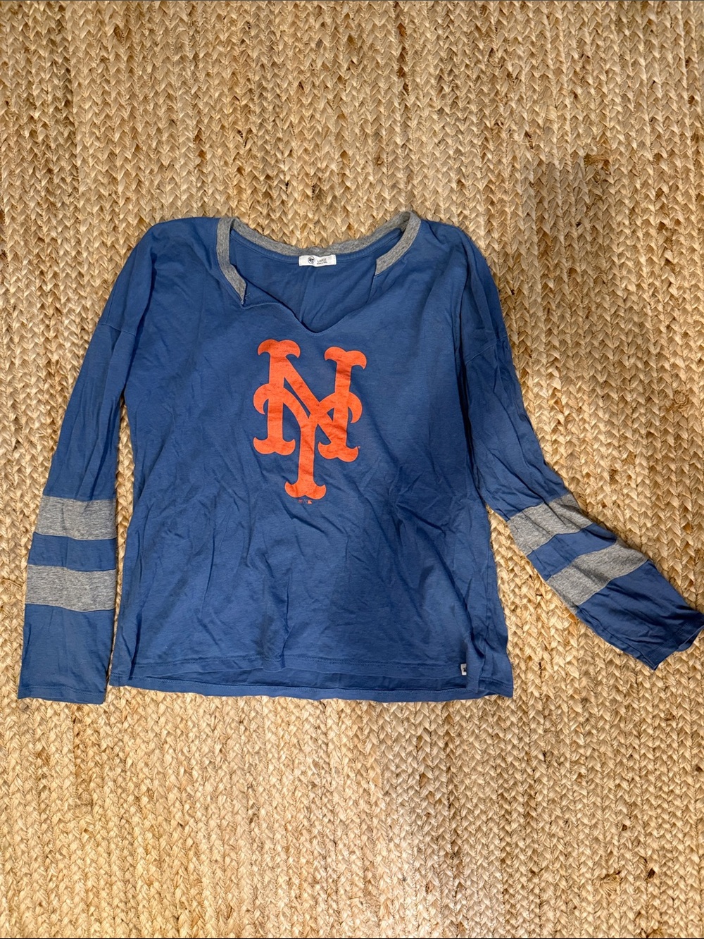 Women’s Blue Long-Sleeve Tee with Orange Logo